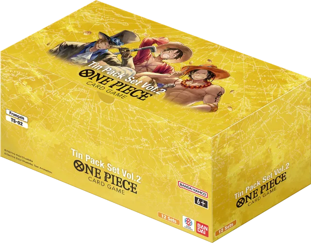 One Piece Card Game – Tin Pack Set Vol.2 (TS-02) – Karton mit 12 – Französisch
