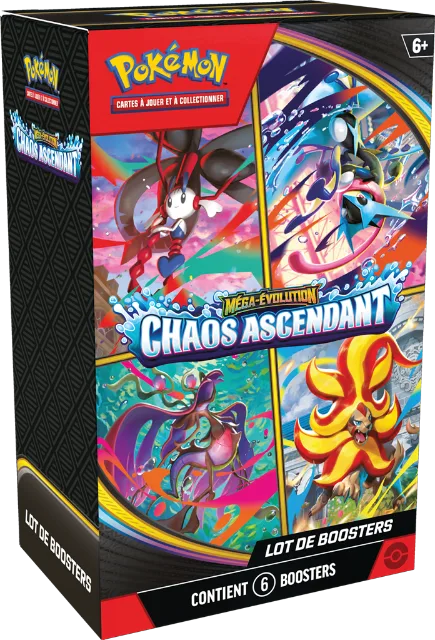 Lot de boosters Méga-Évolution – Chaos Ascendant (ME04) – 6 boosters – Français